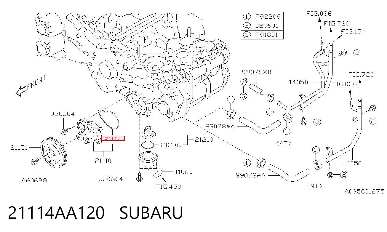 21114AA120 Subaru Прокладка водяної помпи