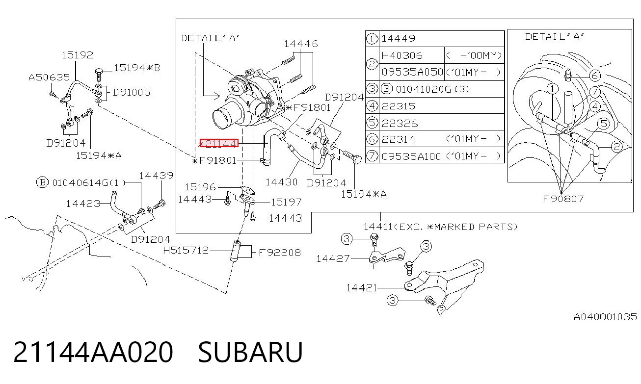 21144AA020 Subaru Шланг термостата