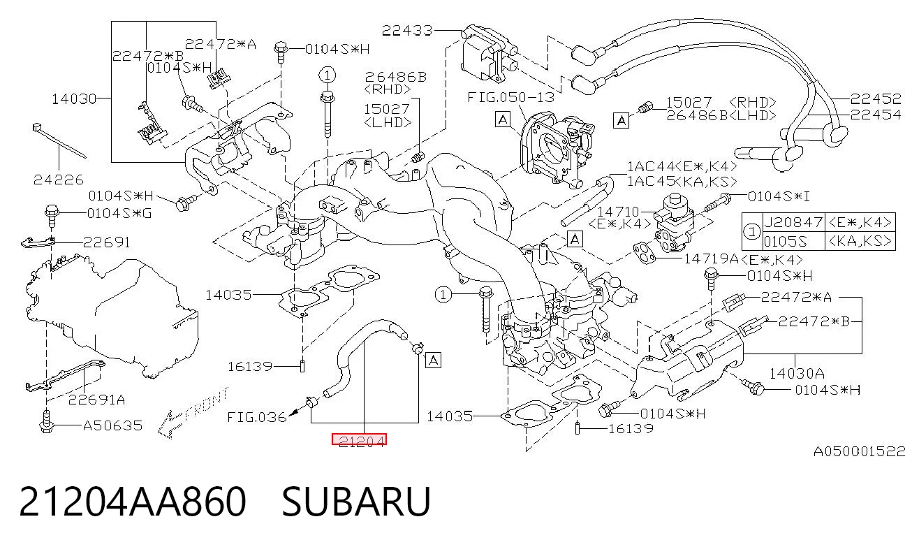 21204AA860 Subaru Шланг паливний, універсальний