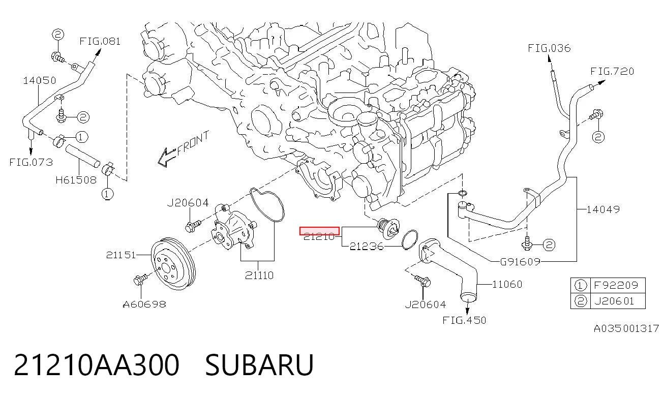 21210AA300 Subaru Авто термостат