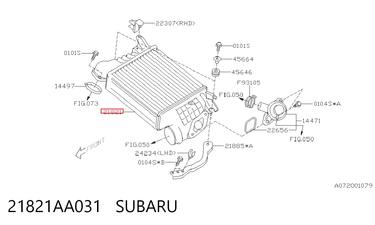 21821AA031 Subaru Охолоджувач наддувочного повітря