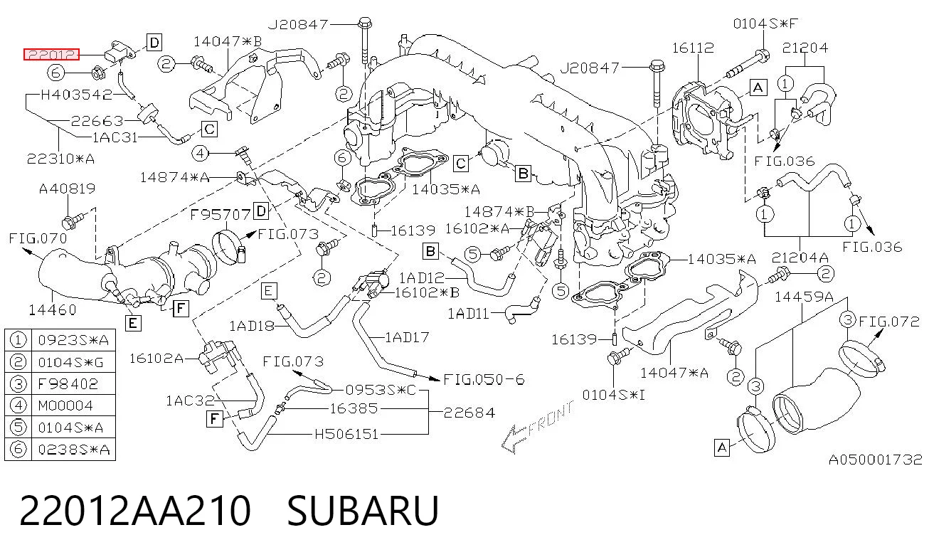 22012AA210 Subaru Датчик тиску наддуву турбіни