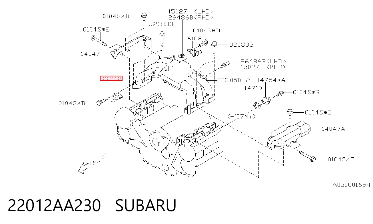 22012AA230 Subaru Датчик наддува