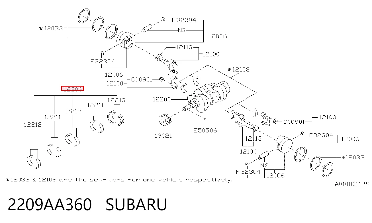 2209AA360 Subaru Підшипник ковзання клонували