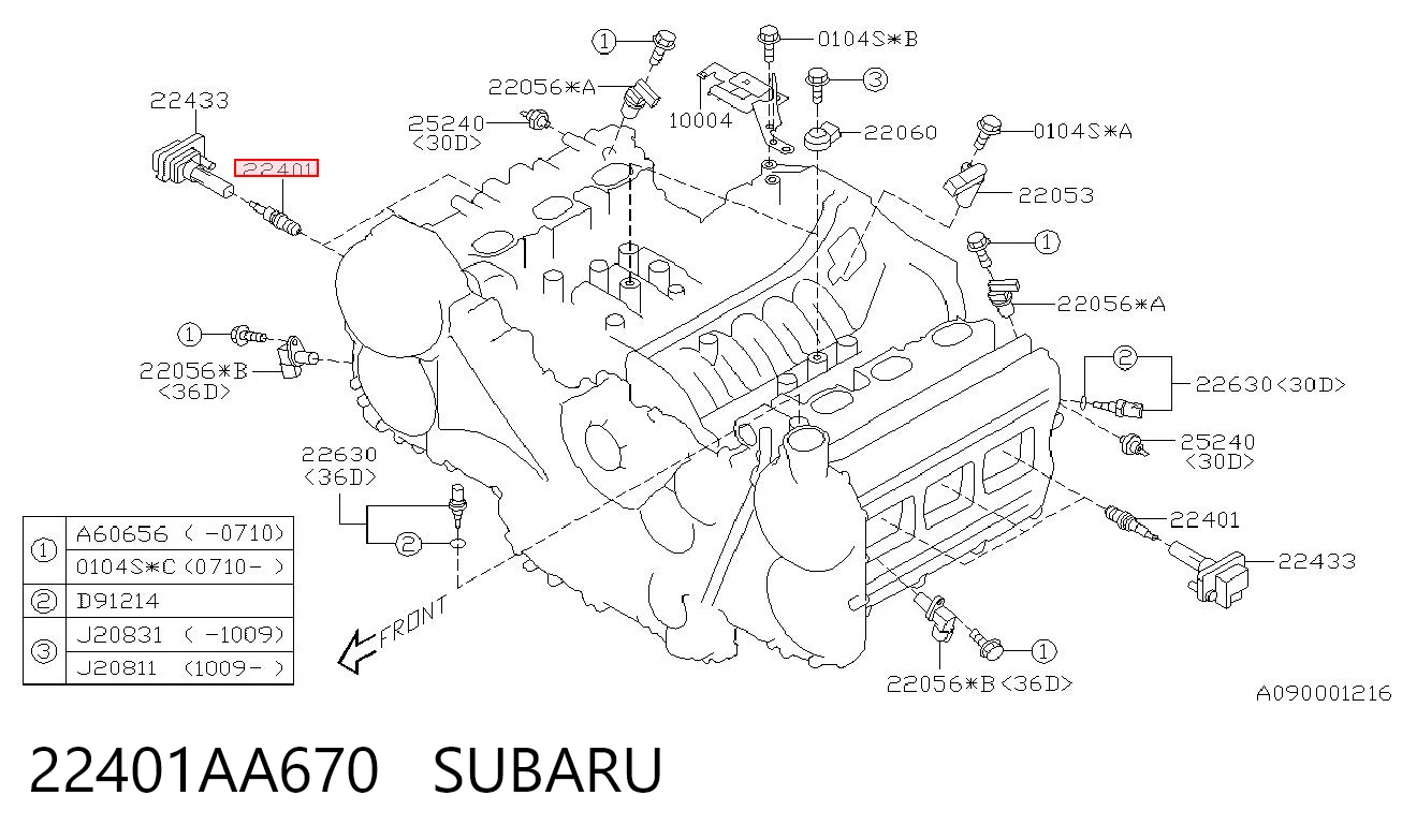 22401AA670 Subaru Свіча запалювання