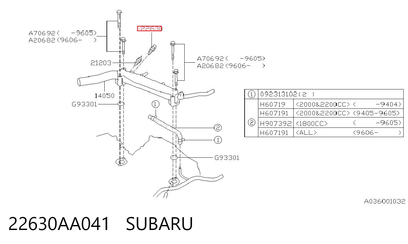 22630AA041 Subaru Покажчик температури охолоджуючої рідини