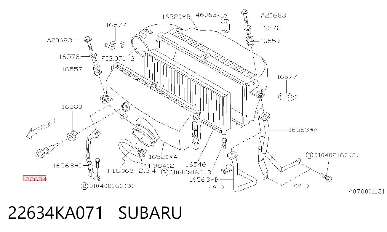 22634KA071 Subaru Датчик температури повітряної суміші