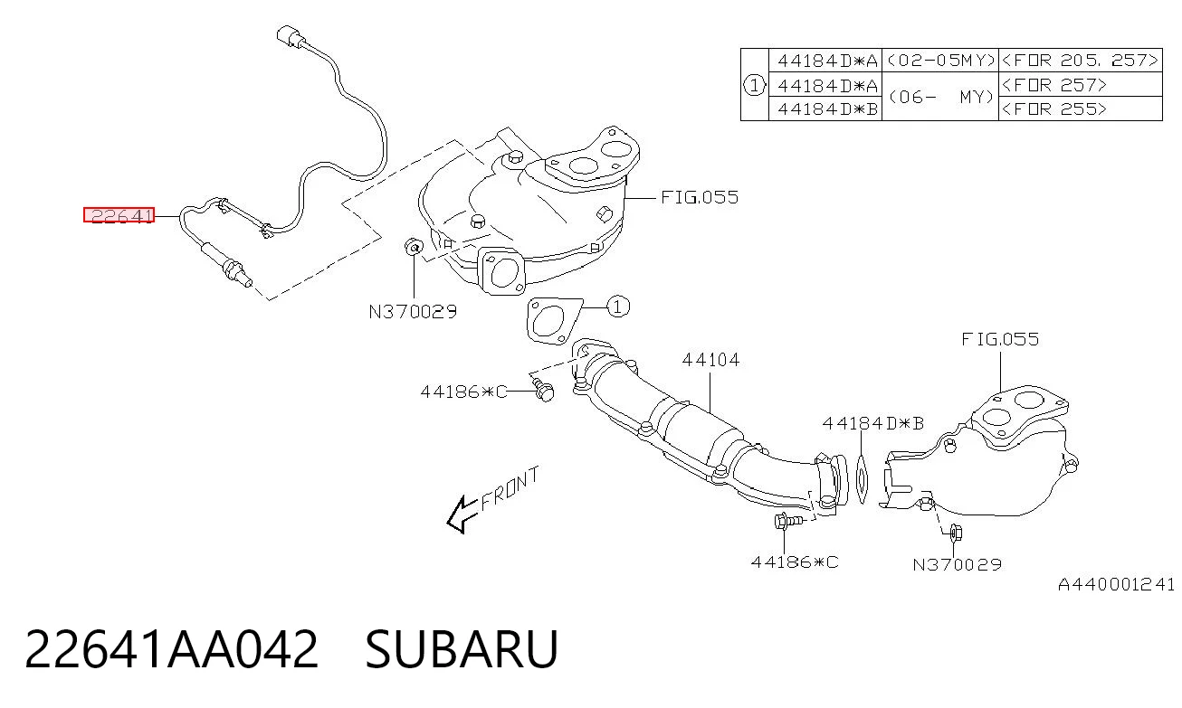 22641AA042 Subaru Лямбдазонд, датчик кисню до каталізатора