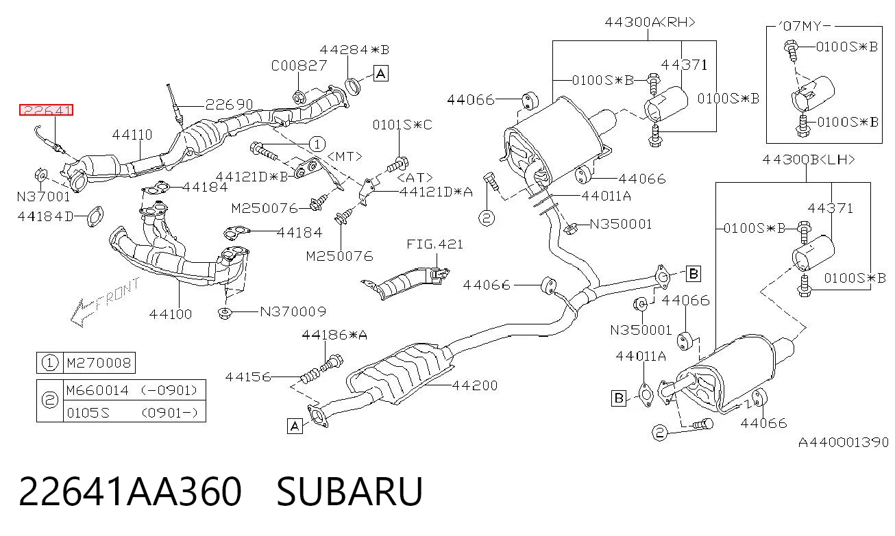 22641AA360 Subaru Лямбдазонд, датчик кисню до каталізатора