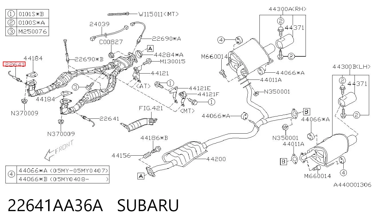 22641AA36A Subaru Лямбдазонд, датчик кисню до каталізатора