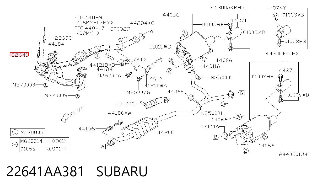 22641AA381 Subaru Лямбдазонд, датчик кисню до каталізатора