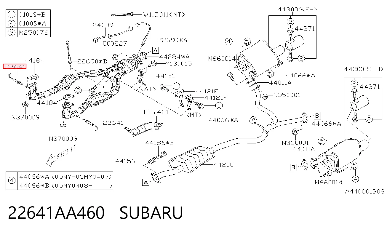 22641AA460 Subaru Лямбдазонд, датчик кисню до каталізатора