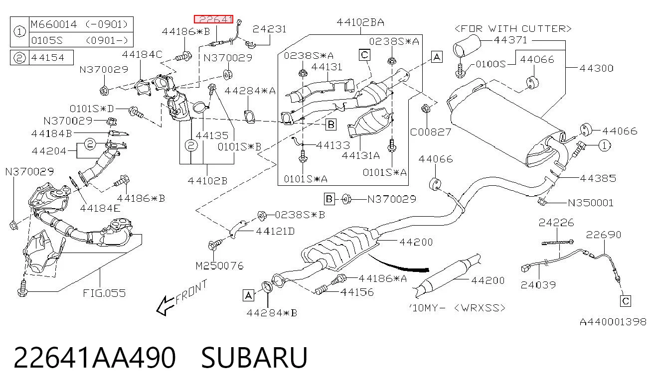 22641AA490 Subaru Лямбдазонд, датчик кисню до каталізатора