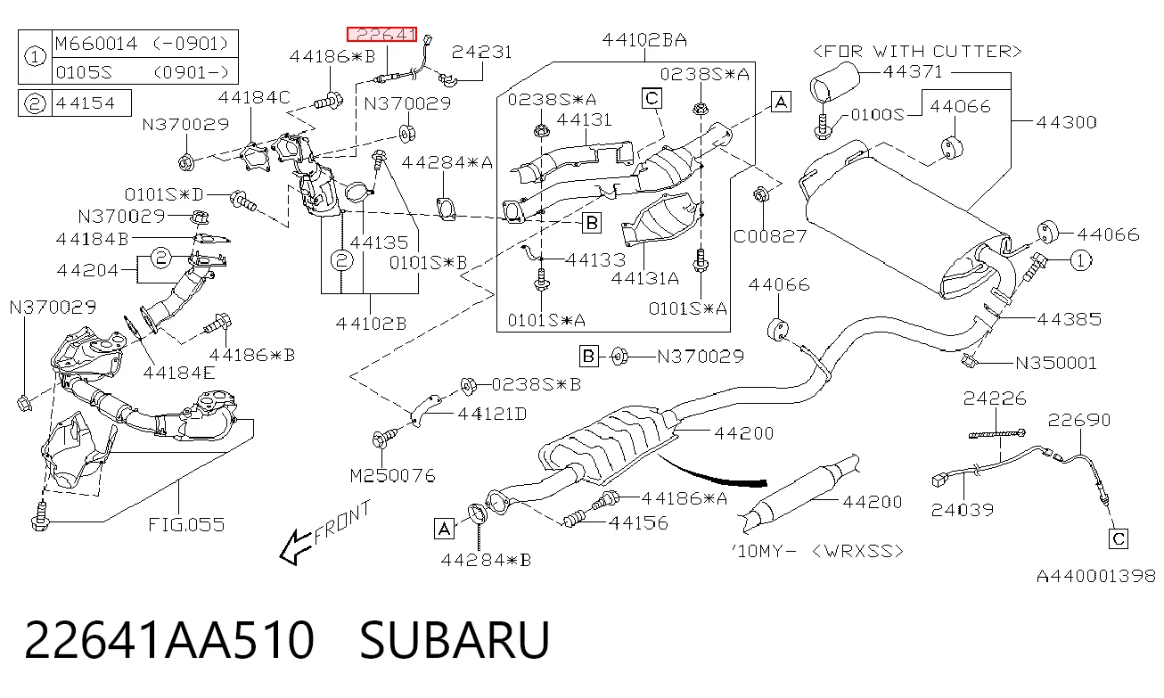 22641AA510 Subaru Лямбдазонд, датчик кисню до каталізатора