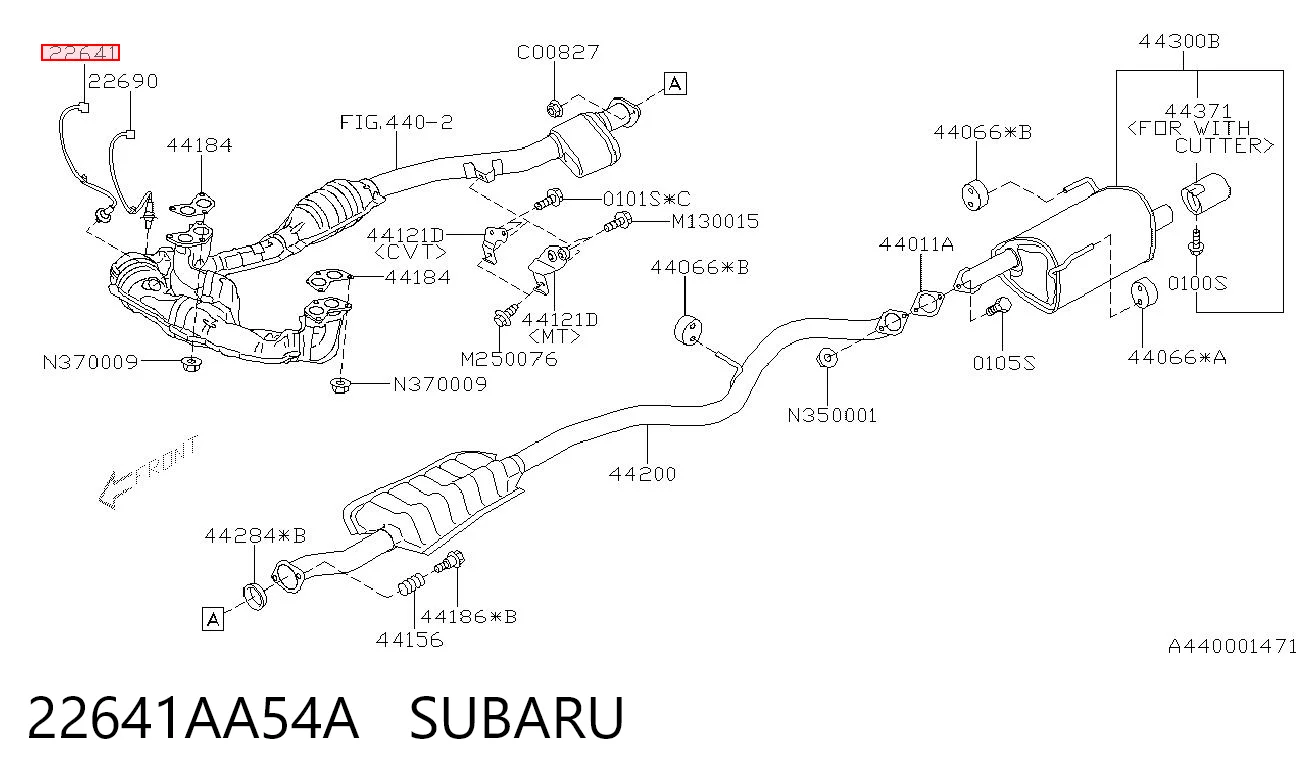22641AA54A Subaru Лямбдазонд, датчик кисню до каталізатора