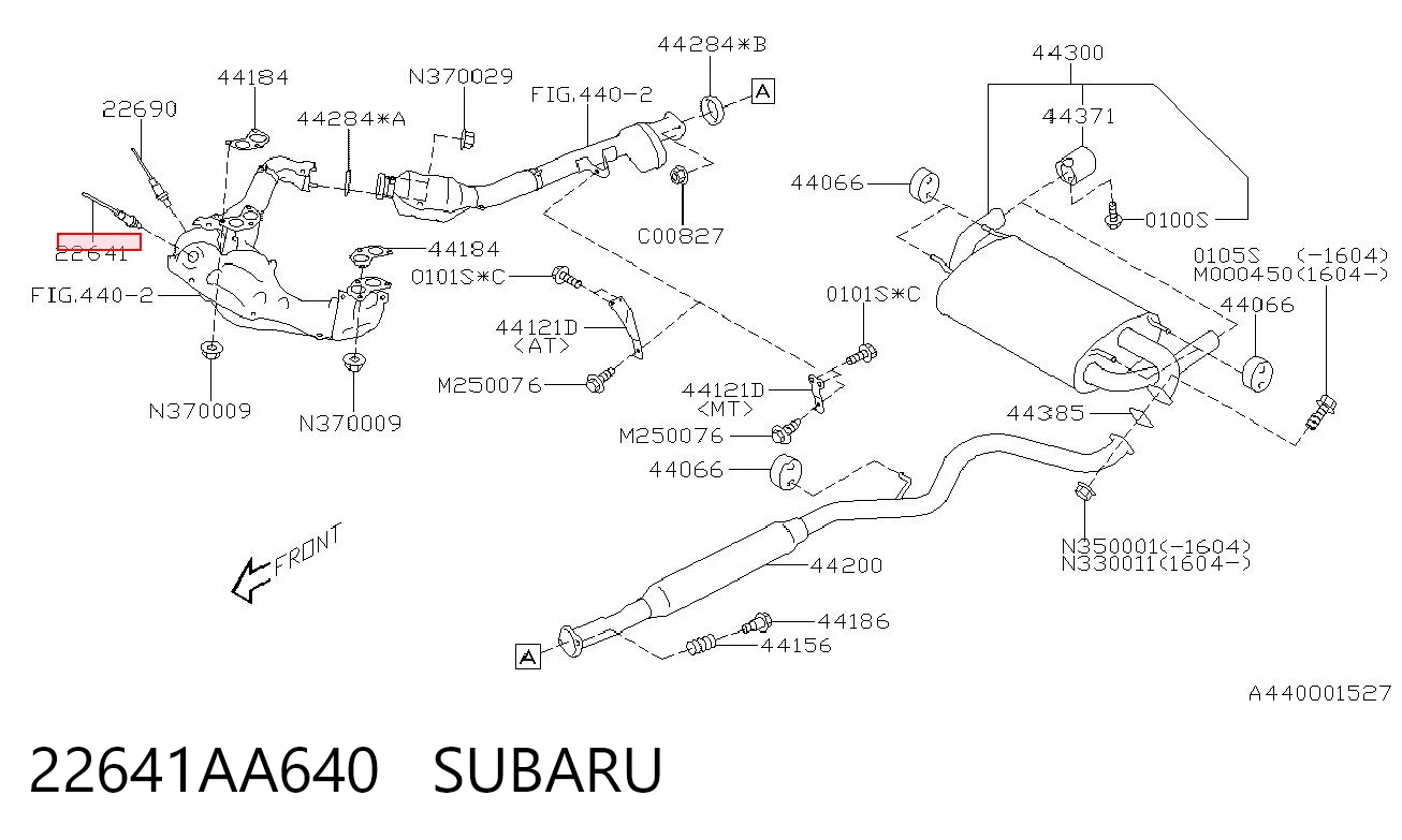 22641AA640 Subaru Лямбдазонд, датчик кисню до каталізатора