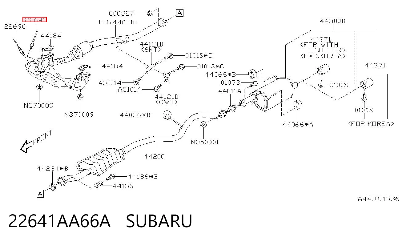 22641AA66A Subaru Лямбдазонд, датчик кисню до каталізатора