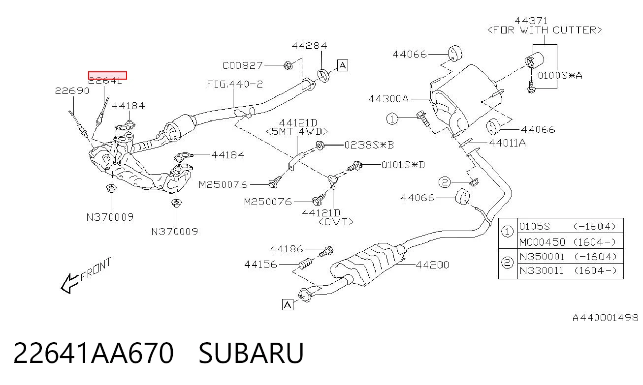 22641AA670 Subaru Лямбдазонд, датчик кисню до каталізатора