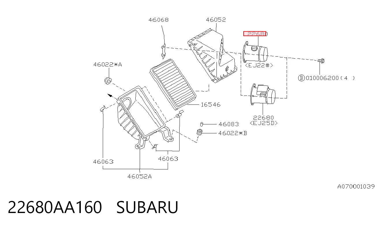 22680AA160 Subaru Датчик витрати повітря