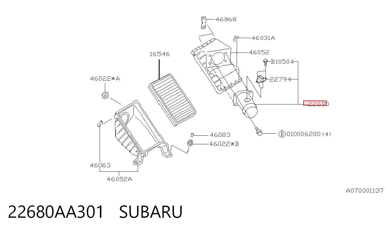 22680AA301 Subaru Датчик витрати повітря
