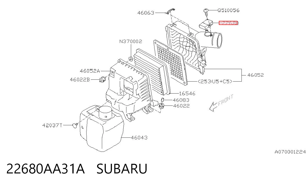 22680AA31A Subaru Датчик витрати повітря