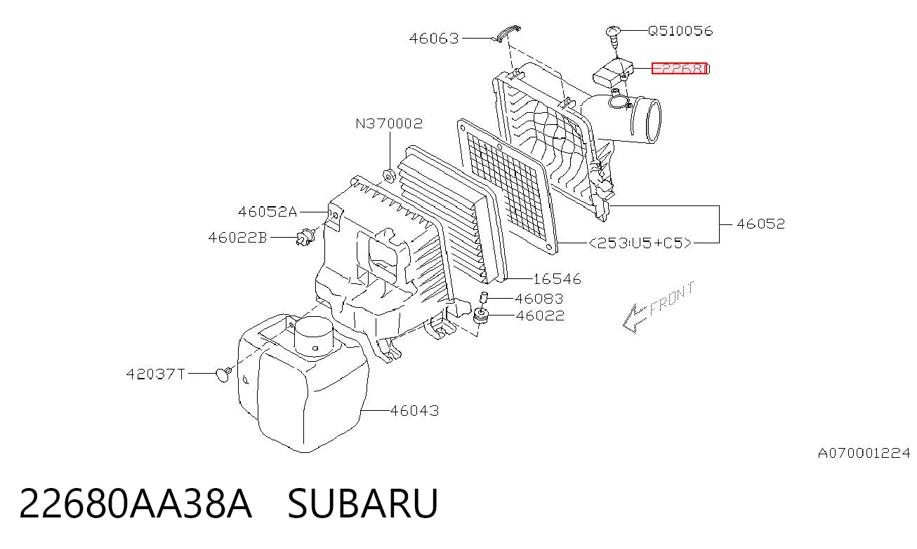 22680AA38A Subaru Датчик витрати повітря