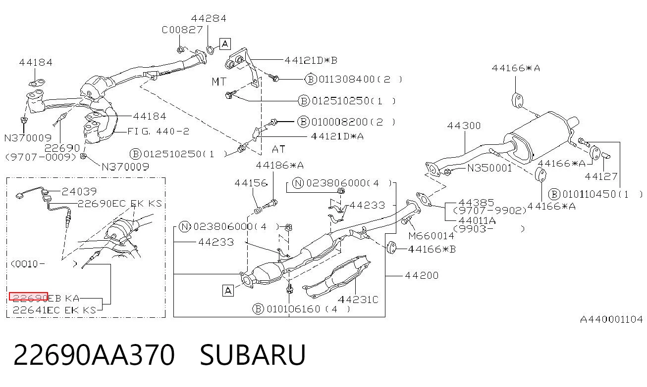 22690AA370 Subaru Лямбдазонд, датчик кисню до каталізатора