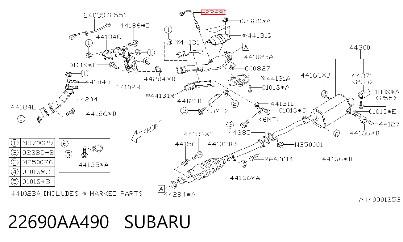 22690AA490 Subaru Датчик кисню