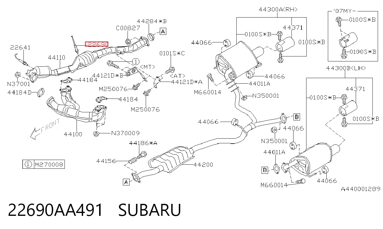 22690AA491 Subaru Датчик кисню