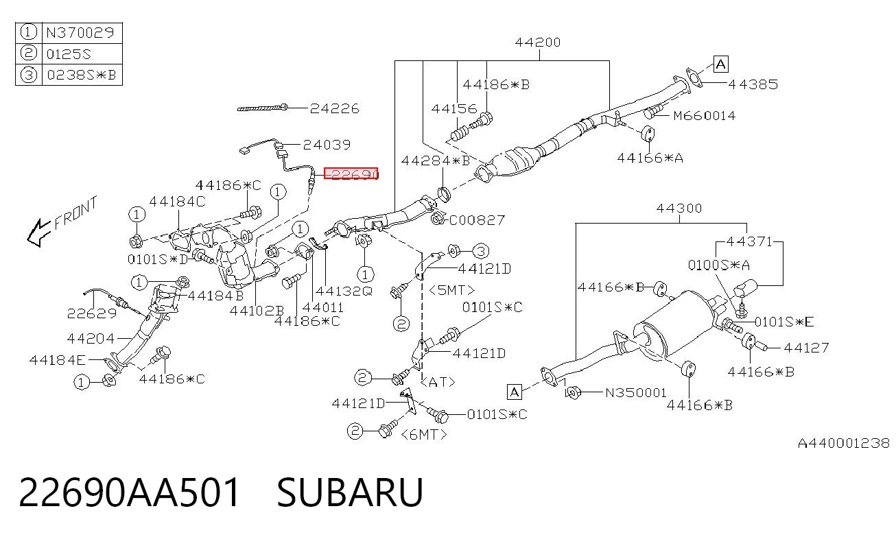 22690AA501 Subaru Датчик кисню