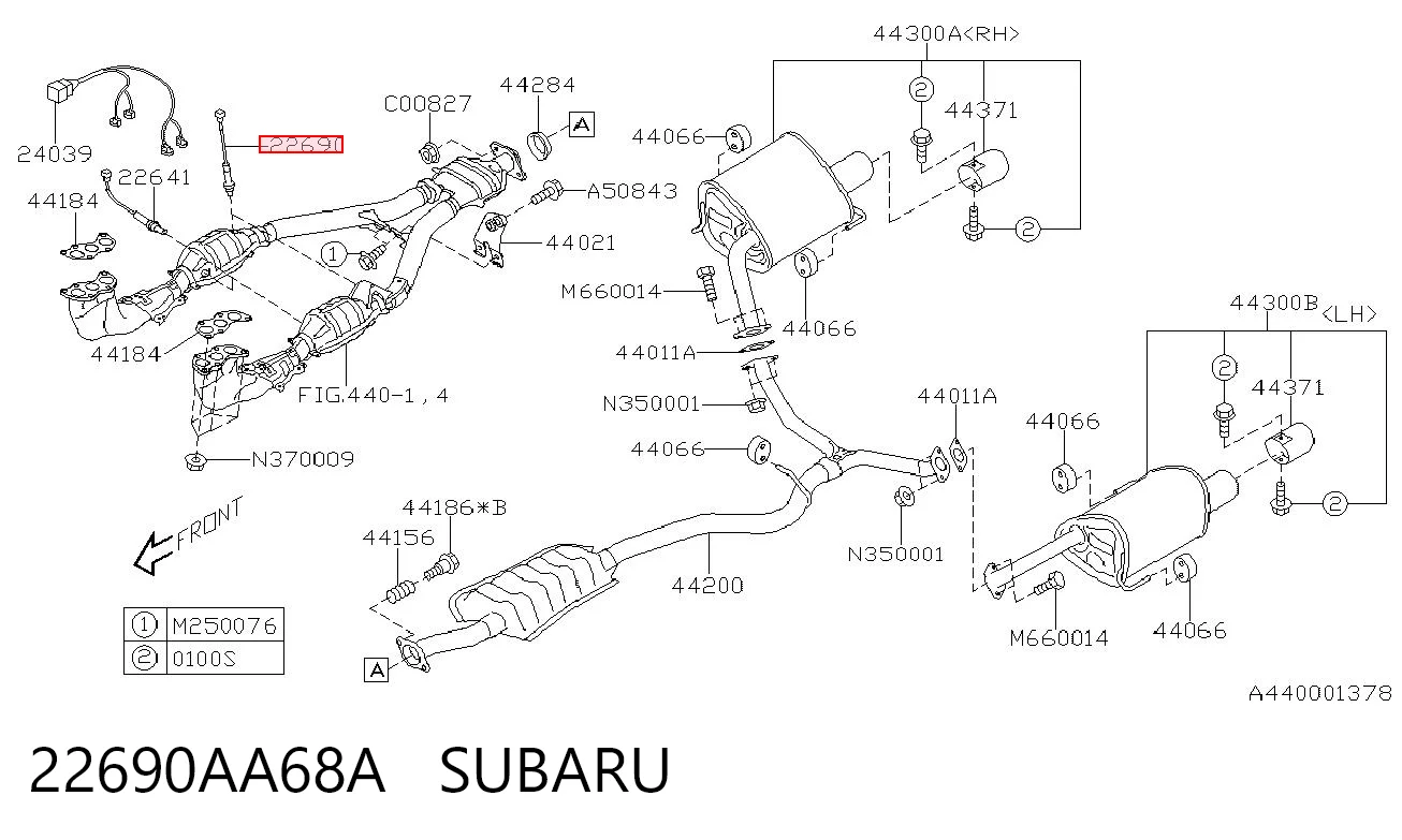 22690AA68A Subaru Датчик кисню