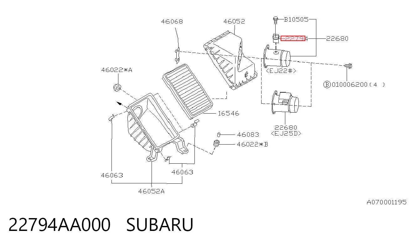 22794AA000 Subaru Датчик витрати повітря
