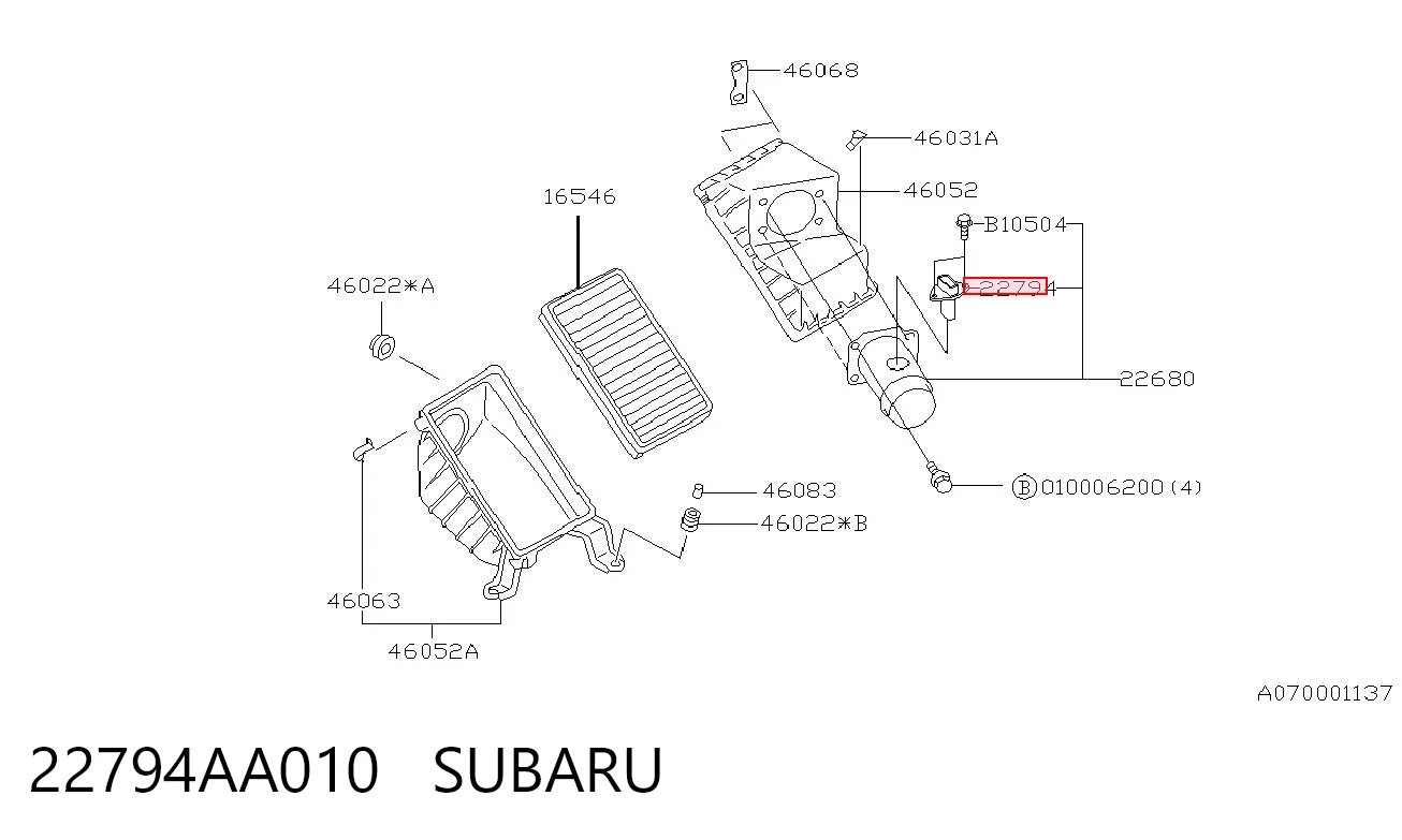 22794AA010 Subaru Датчик витрати повітря