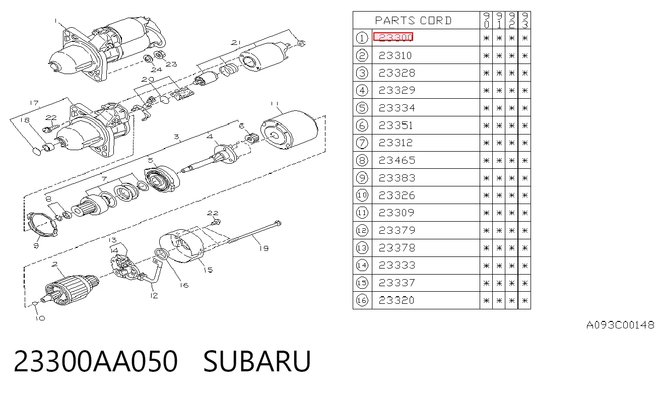 23300AA050 Subaru Стартер двигуна