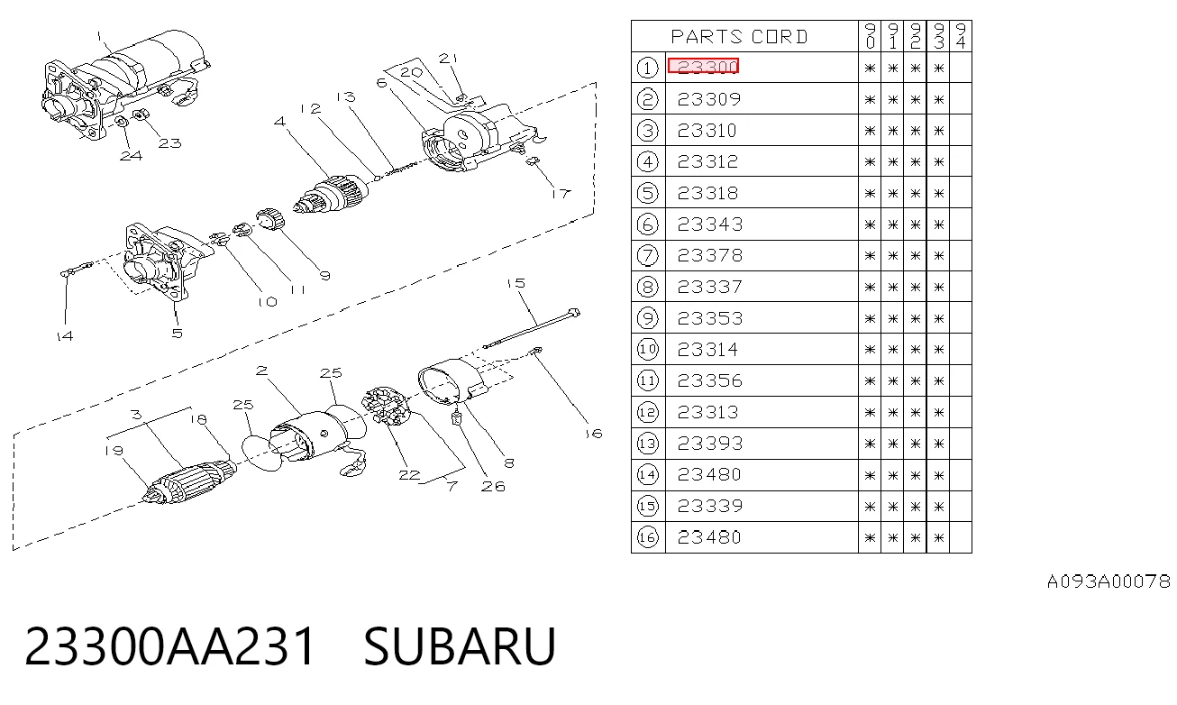 23300AA231 Subaru Стартер двигуна
