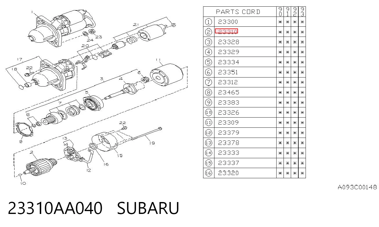 23310AA040 Subaru Якір (ротор) стартера