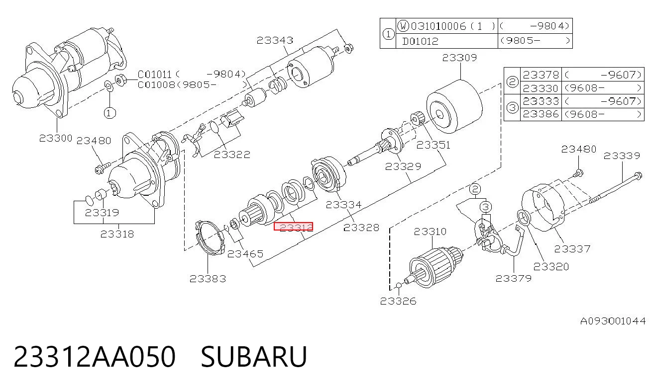 23312AA050 Subaru Привід стартера бендикс