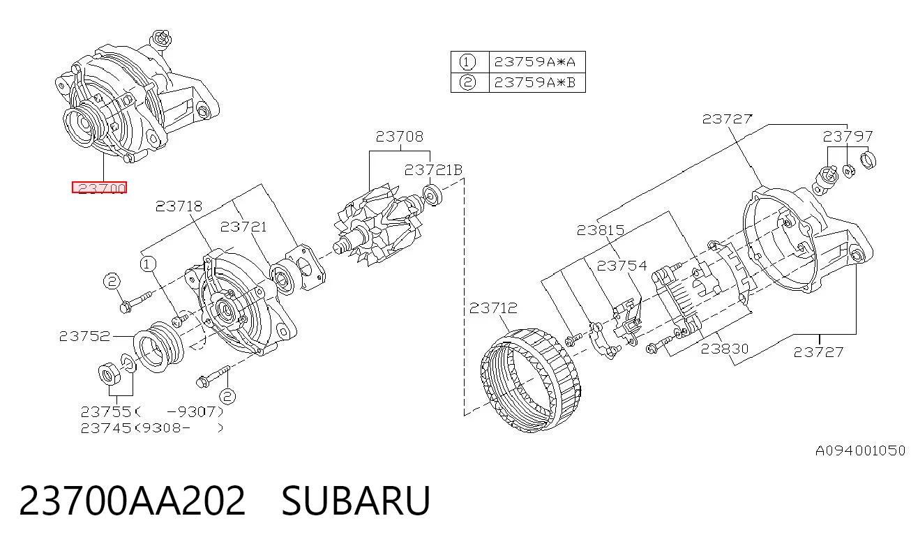 23700AA202 Subaru Авто генератор