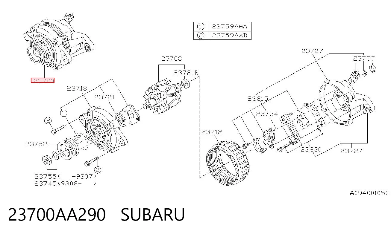 23700AA290 Subaru Авто генератор
