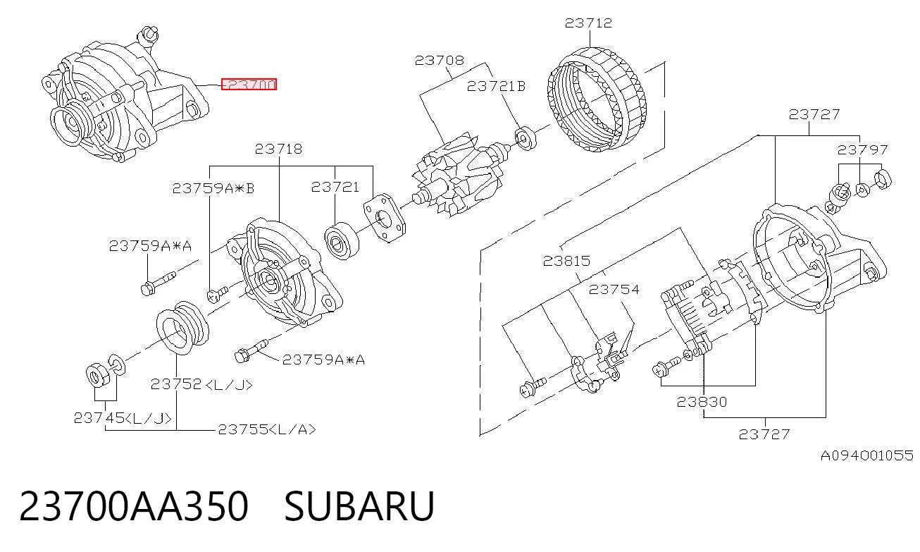 23700AA350 Subaru Авто генератор