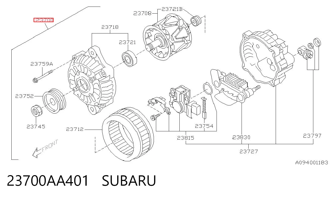 23700AA401 Subaru Авто генератор