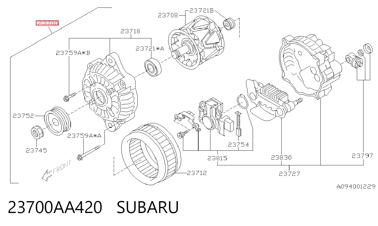 23700AA420 Subaru Авто генератор