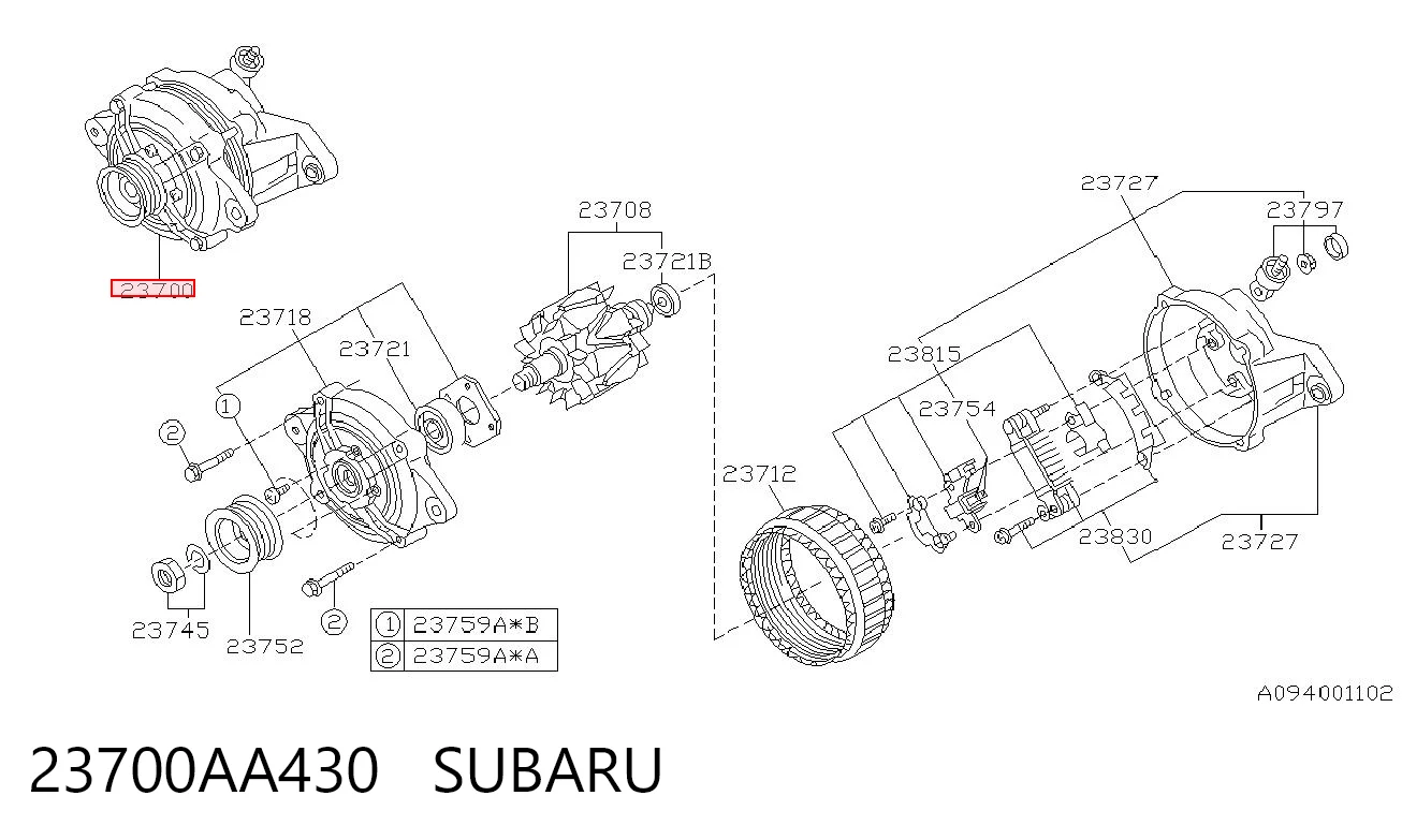 23700AA430 Subaru Авто генератор
