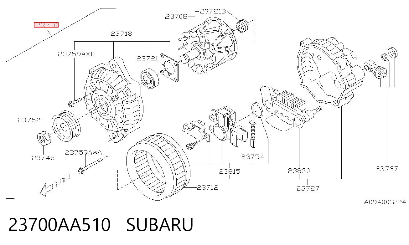 23700AA510 Subaru Авто генератор