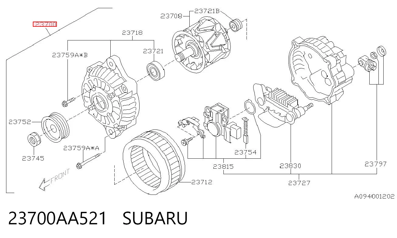 23700AA521 Subaru Авто генератор