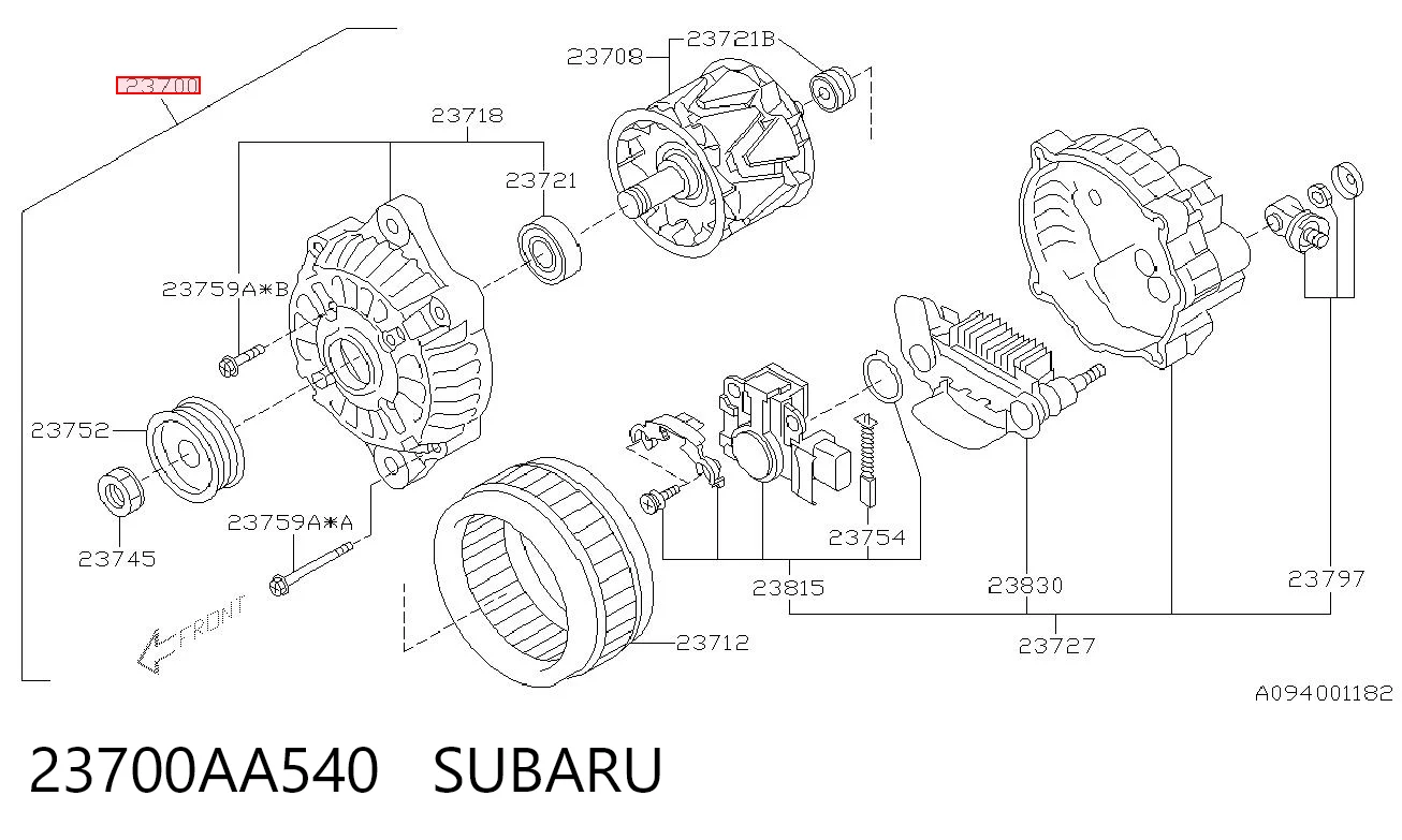 23700AA540 Subaru Авто генератор