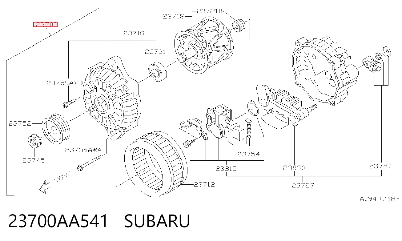 23700AA541 Subaru Авто генератор