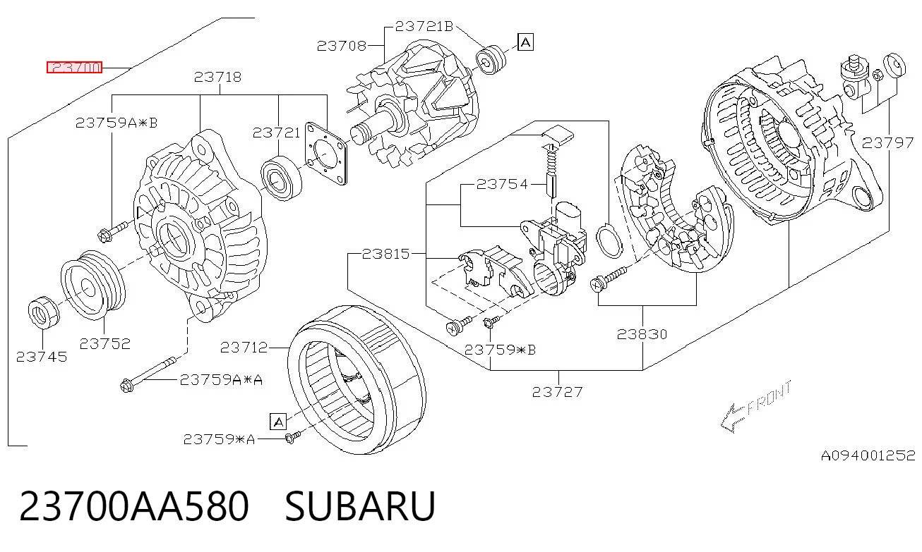 23700AA580 Subaru Авто генератор