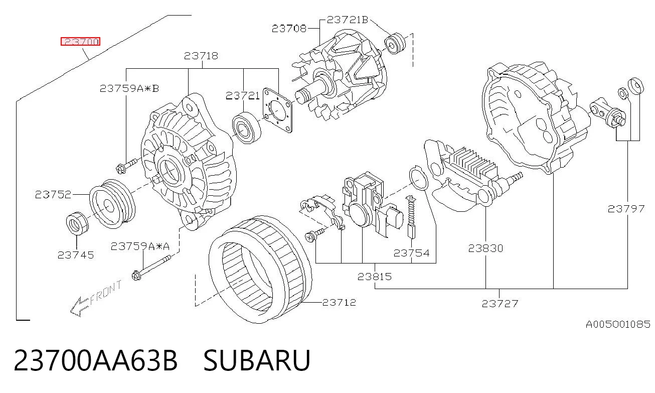 23700AA63B Subaru Авто генератор