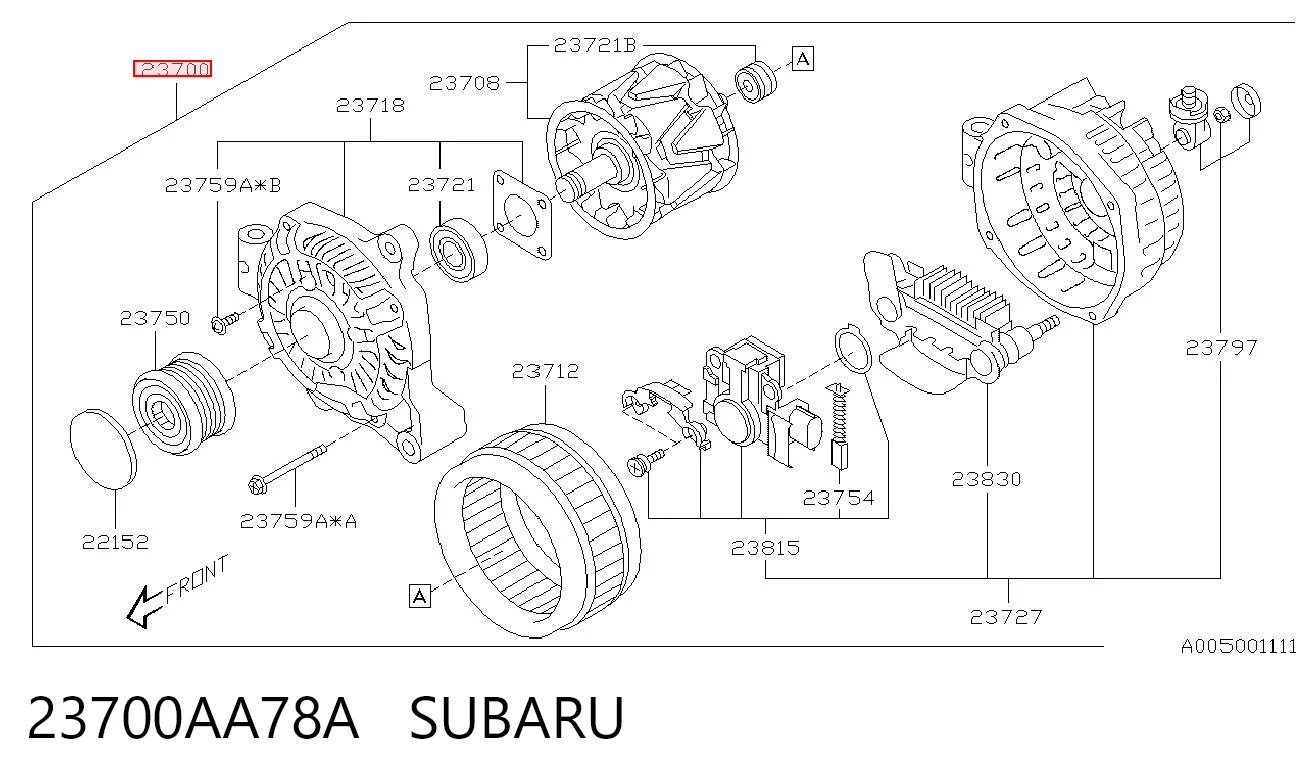 23700AA78A Subaru Авто генератор